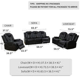Dekmxas Mordern Breathing Leather Sofa Sets, Living Room Furniture Sets, Power Reclining Sectional Sofa, Loveseat with Cup Holders/Storage Console/LED Light for Living Room Dekmxas