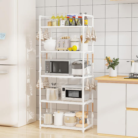 5 Tier Storage Shelves Adjustable Shelving Unit Heavy Duty Storage Rack 66 Lbs Capacity for Kitchen Pantry Closet Bathroom Laundry Garage White Generic