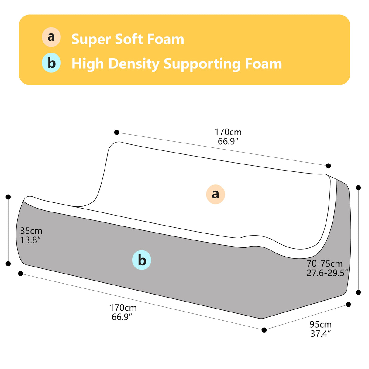N&V Fireside Three Seater Sofa, Mid Century Armless Twin Size Floor Lounge Chair, Soft Premium Corduroy Floor Sofa, Accent Chair for Living Room, Bedroom (Brown Sugar) N&V