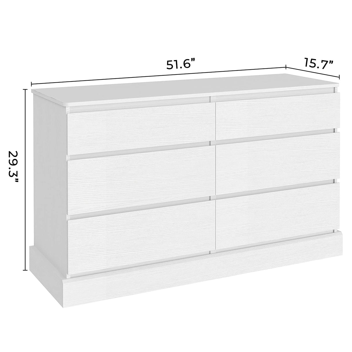 EPHEX 6 Drawer Dresser, Black Chest of Drawers, Storage Tower Clothes Organizer Closet, Double Dresser for Bedroom, Living Room, Entryway, 51.6''H x 15.7''W x 29.3''H White EPHEX