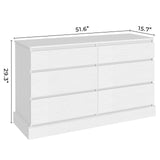 EPHEX 6 Drawer Dresser, Black Chest of Drawers, Storage Tower Clothes Organizer Closet, Double Dresser for Bedroom, Living Room, Entryway, 51.6''H x 15.7''W x 29.3''H White EPHEX