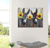 MaiYiYi Sunflower Donkey Diamond Painting by Numbers, 5D Full Round Dirill Sunflower Diamond Painting Cross Stitch Kit, Donkey Diamond Painting Set for Adult Beginners Wall Art Decor (40X30 CM) MaiYiYi