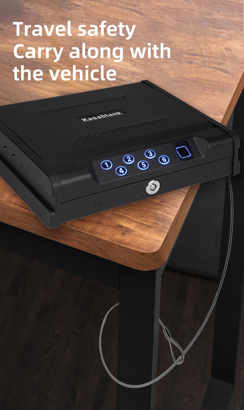 Biometric Gun Safe with 3 Unlock Ways - ≤0.1s Fast Fingerprint Access, Voice Prompt Function, Secure Steel Lockbox, Fits Handguns & Revolvers, Perfect for Living Room, Bedroom Storage & In-Car Use Generic