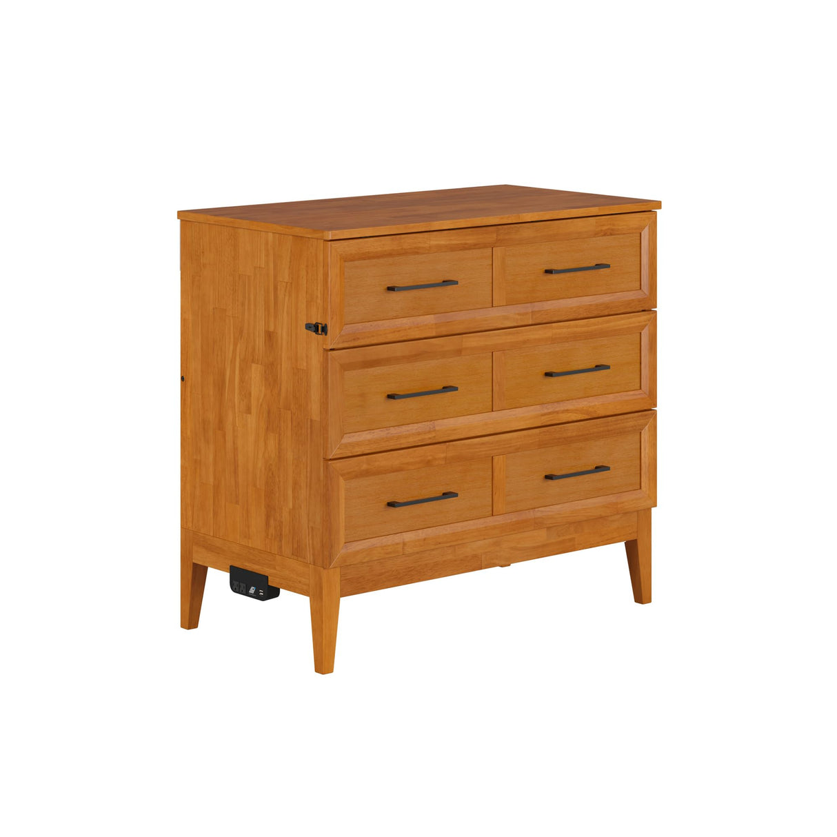 AFI, Santa Fe Twin Murphy Bed Chest with 6" Mattress & Built-in USB Charger, Light Toffee AFI