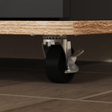 Homsee 70" W Mobile Wall Unit Entertainment Center with Height Adjustable TV Mount Stand for TVs up to 65", Rolling TV Stand Media Console Table with Storage Shelves & Drawers for Living Room, Oak Homsee