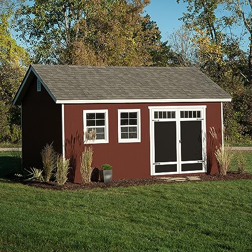 Handy Home Products Scarsdale 12x16 Do-it-Yourself Wooden Storage Shed Tan - WoodArtSupply