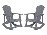 Flash Furniture Savannah All Weather Adirondack Rocking Chairs, Polyresin Wood Adirondack Chair with 350-lb. Static Weight Capacity, Set of 2, Gray Flash Furniture