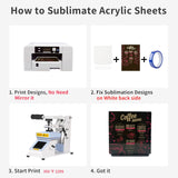 PYD Life 6 Pack Sublimation Acrylic Sign Plaque Display Blanks 4.7" Square with 4.3" x 0.8" Sublimation Acrylic Sheets Stand Thickness 1/6"(4mm) Custom Table Sign for Store Restaurant Party PYD Life