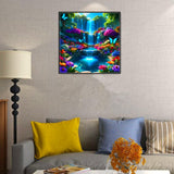MMAHD 5D Diamond Painting Kit, Enchanted Waterfall Garden with Blue Butterflies, Full Drill Crystal Rhinestone Embroidery Art, Nature Scene (Landscape) MMAHD