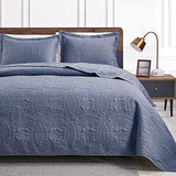 Love's cabin King Size Quilt Set Blue Bedspreads - Soft Bed Summer Lightweight Bedspread Comforter - Modern Style Coin Pattern Coverlet for All Season - 3 Pieces (1 Quilt, 2 Pillow Shams) Love's cabin