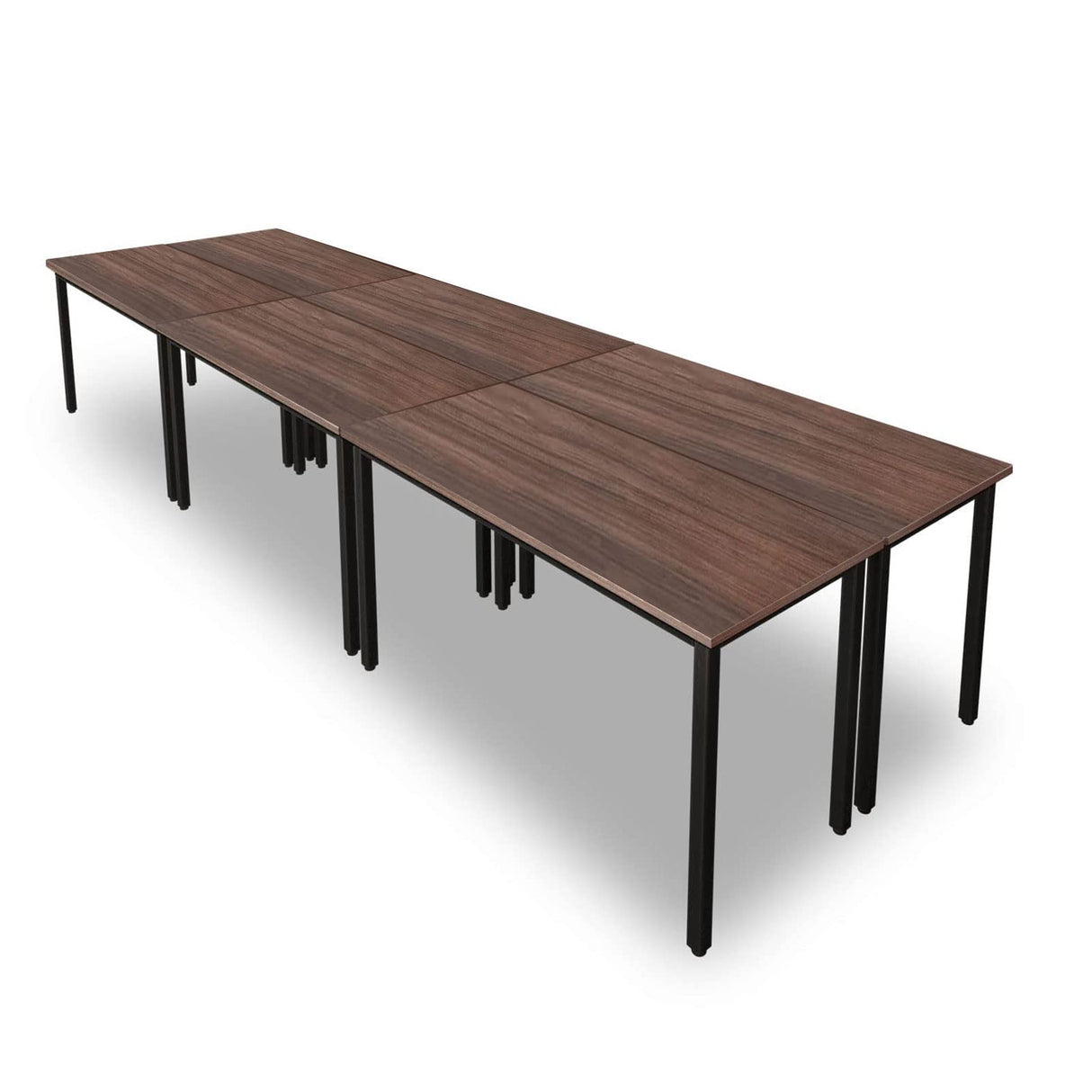 Bonzy Home Conference Tables 14ft Office Computer Desk for Meeting Room Study Writing Printer Table for 16 People Save Space Design Rustic Vintage Walnut 6PCS (165.3"x47.2"x29.5") Bonzy Home