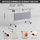 4PCS Folding Conference Table, Modern Mobile Meeting Table with Silent Wheels 47.2" D X 23.6" W X 29.5" H Wood Training Table for Office Reception Classroom Training JNMDLAKO