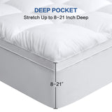 COHOME Queen Size Mattress Topper Extra Thick Cooling Mattress Pad 400TC Cotton Top Plush Down Alternative Fill Pillow Top Mattress Cover with 8-21 Inch Deep Pocket (60x80 Inches, White-Classic) COHOME
