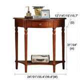 Mid-Century Console Table,Solid Wood Half Moon Table For Entryway Hallway Porch,Half Circle Table With Storage Drawer,Wooden Wall Sofa Table Small Accent Table(24"L x 12"W x 31"H, Cherry Wood) SUZEPER