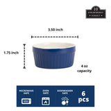 10 Strawberry Street Roma Ramekin Set of 6, 4 oz, Blue 10 Strawberry Street