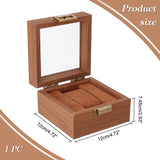 AHANDMAKER Single Watch Display Stand with Clear Glass Window Wood Watch Gift Box Watch Holder Jewelry Collection Jewelry Holder, Coconut Brown AHANDMAKER