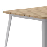 Flash Furniture Declan Commercial Outdoor Dining Table, All Weather Poly Resin Top with Steel Base, 31.5" Square, Brown/Silver Flash Furniture