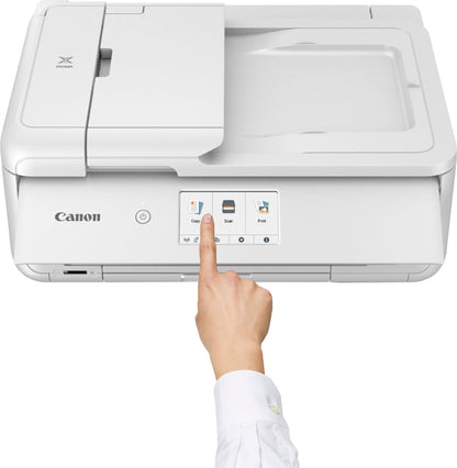 Canon PIXMA TS9521C All-in-One Wireless Crafting Photo Inkjet Printer, White - Print Scan Copy - 4.3" Touchscreen, 15 ipm, 4800 x 1200 dpi, Auto 2-Sided Printing, Bluetooth, SD Card Slot