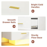 Walmokid 9 Drawer Dresser for Bedroom, 55'' W Highly Reflective Modern Chest of Drawers with LED Light, Wooden Dresser Organizer Cabinet for Living Room, Entryway (White) Walmokid