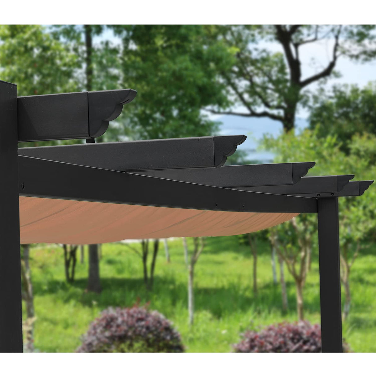 Aoodor 10 x 13 ft Outdoor Pergola with Retractable Canopy, Aluminum Frame, 4 Pieces Patio Sun Shade Shelter for Backyard, Deck - Brown Aoodor