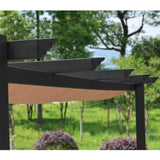 Aoodor 10 x 13 ft Outdoor Pergola with Retractable Canopy, Aluminum Frame, 4 Pieces Patio Sun Shade Shelter for Backyard, Deck - Brown Aoodor