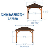 Backyard Discovery Barrington 12 ft. x 10 ft. Hip Roof Cedar Wood Gazebo Pavilion, Shade, Rain, Hard Top Steel Metal Roof, All Weather Protected, Wind Resistant up to 100 mph, Holds up to 6450 lbs Backyard Discovery