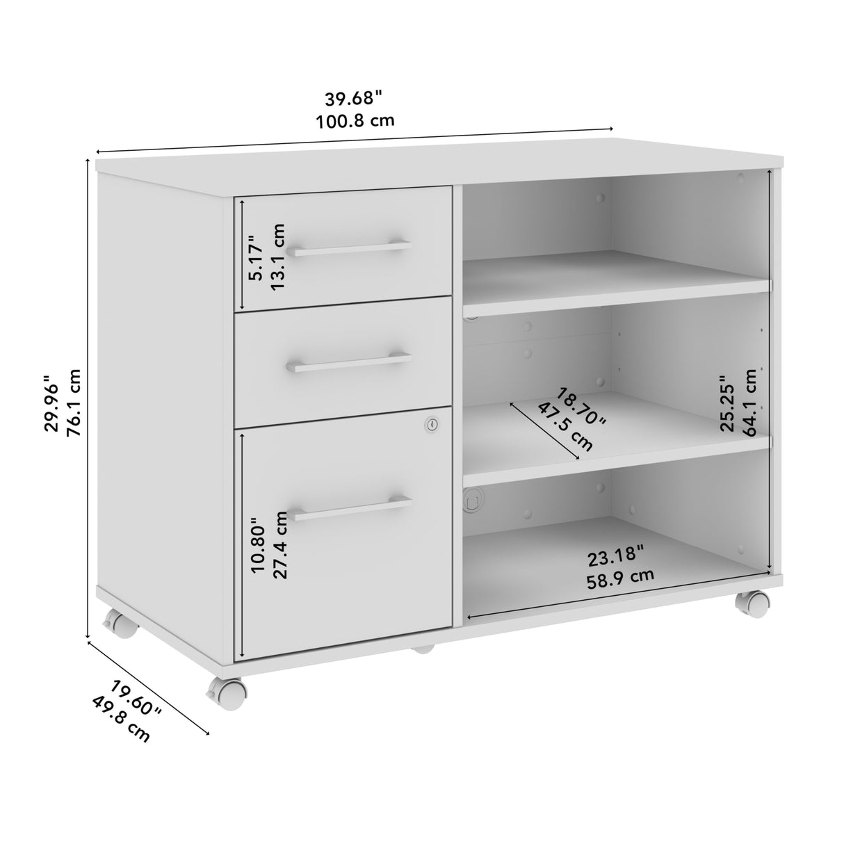 Bush Business Furniture Hustle Office Storage Cabinet with Wheels in Natural Elm, Mobile Organization Unit for Home and Professional Workspace Bush Business Furniture