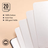 Lightwish Watercolor Journal, 100% Cotton Cold Press Watercolor Paper Sketchbook 7.6” x 5.3”, 20 Sheets (140lb/300gsm), Acid-Free for Watercolors, Gouache, Acrylics LIGHTWISH