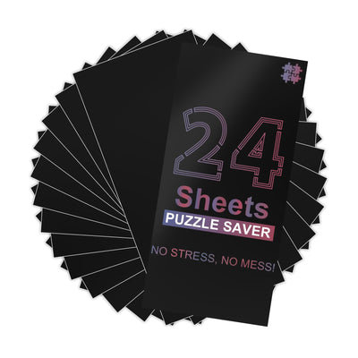 24 Black Puzzle Saver Sheets, Peel & Stick, Preserve 4 x 1000 Pieces Jigsaw Puzzles
