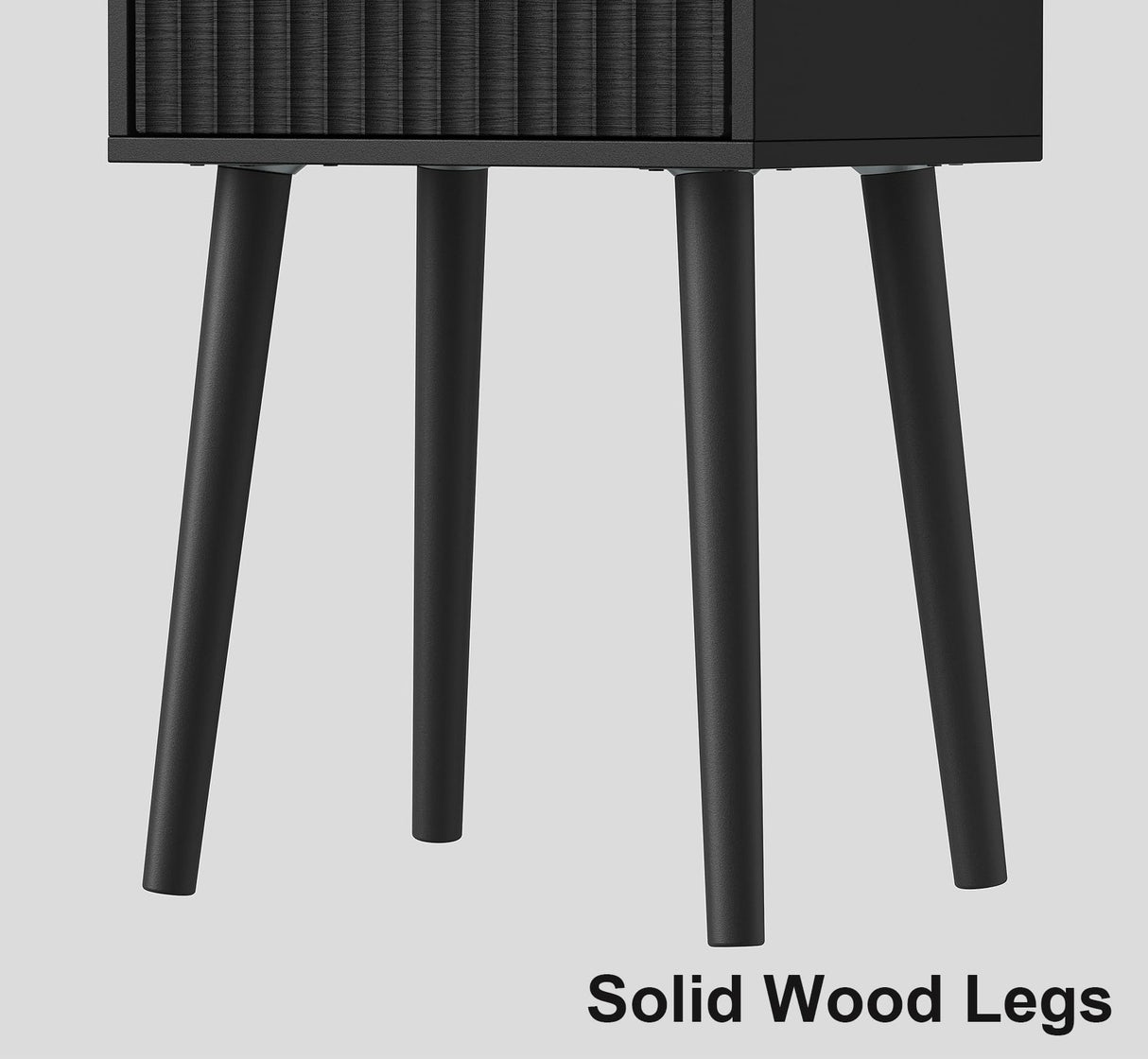 LAATOOREE Nightstand Set of 2, Small Bed Side Table with Fluted Door, End Table with Solid Wood Legs, Mid-Century Bedside Table for Bedroom Small Space LAATOOREE