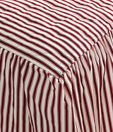 CHIXIN Ticking Stripe Ruffle Skirt Bedspread Queen Size - 30" Long Drop, Shabby Chic Style, Lightweight Bedding Cover, 3 Piece Set, Burgundy Red CHIXIN