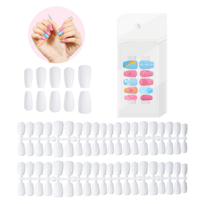 PYD Life 20 Pack 3D Sublimation Press On Nails Short White Blanks Bulk 80 Sets 4 Sizes for Heat Transfer Printing,with 80 PCS Individual PP Bags and Cards