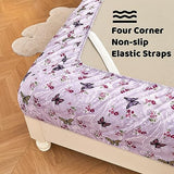 Softan Floral Twin Size Sheet Set, Purple Paisley Flower Printed Sheets for Kids Girls, Brushed Microfiber Fitted Sheet with 15" Deep Pocket & Non-Slip Straps, Butterfly Patterned Sheets Softan