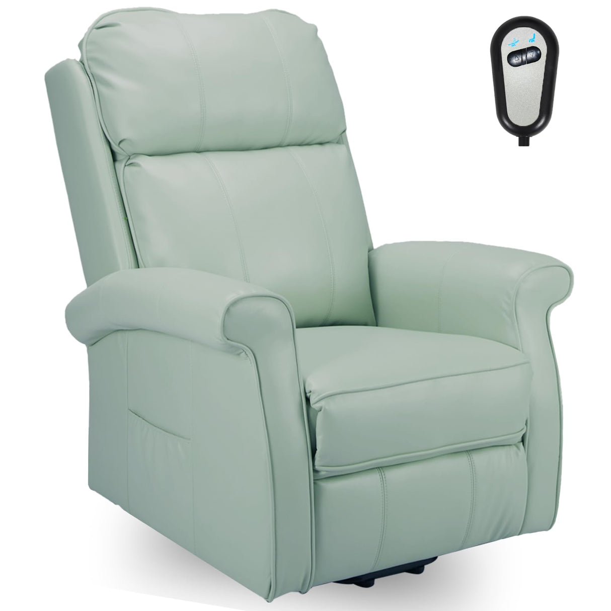 Esright Electric Power Lift Recliner Chair, Faux Leather Electric Recliner for Elderly with Side Pocket & Remote Control, Mint Green Esright