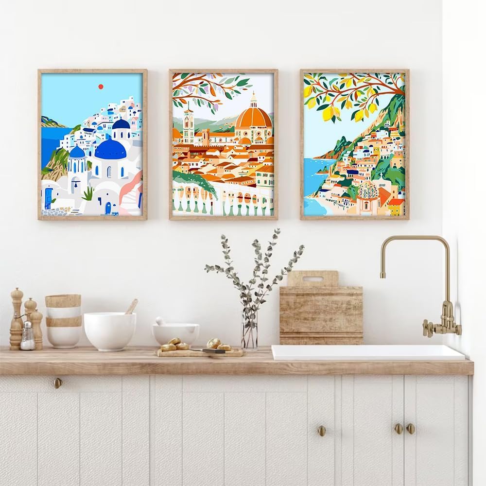 cupmod 6 Packs Paint by Number for Adults,Scenery-Cityscape DIY Acrylic Oil Painting Paint by Numbers Kits on Canvas,Adults Paint by Numbers Kits Drawing Paintwork for Home Decor cupmod