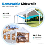 Quictent 10x20 ft Heavy Duty Carport Car Canopy Garage Outdoor Boat Shelter Party Tent with Sidewalls and Rollable Windows -White Quictent
