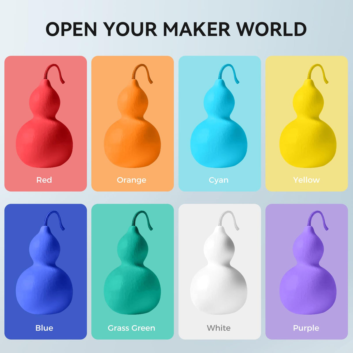 250g PLA Filament 1.75mm Bundle, SUNLU 3D Printer Filament Neatly Wound, Individually Vacuum Packed, 250g Spool, 8 Rolls, White+Red+Orange+Yellow+Green+Blue+Cyan+Purple YOOPAI