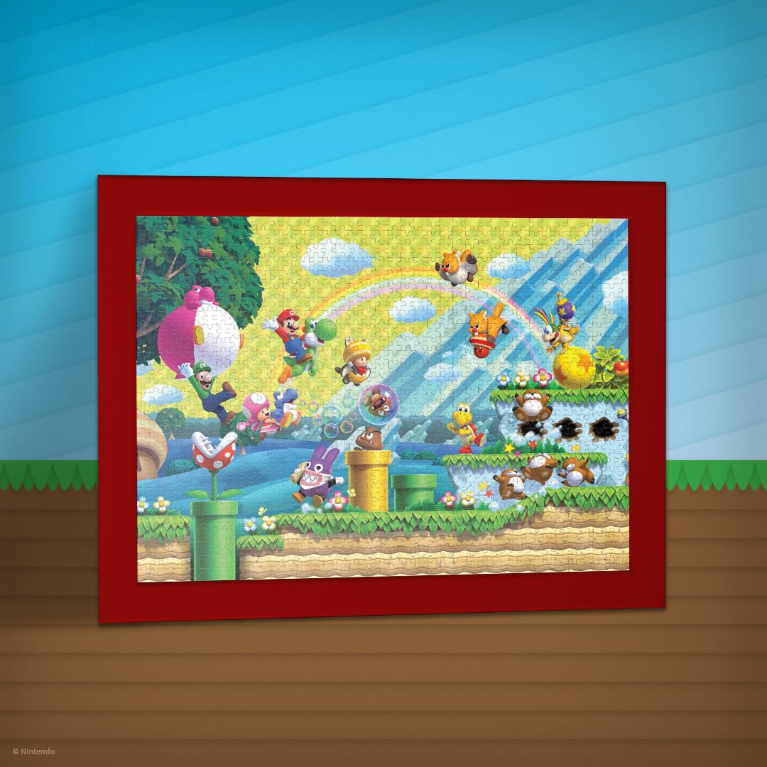 Super Mario “Chaos & Fun” 1,000 Piece Jigsaw Puzzle, Dimensions 19” x 27”, Collectible Puzzle Artwork Featuring Mario, Luigi, Nabbit and More! Officially Licensed Nintendo Puzzle & Merchandise USAOPOLY