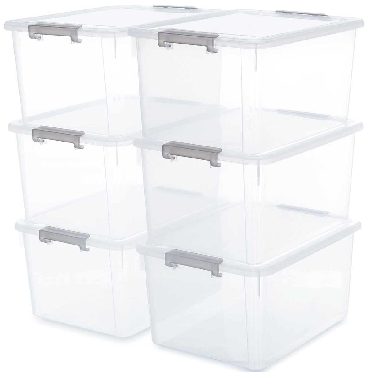 Citylife 6 Packs 32 QT Plastic Storage Bins with Lids Large Stackable Storage Containers for Organizing Clear Storage Box for Garage, Closet, Kitchen ITYLIFE CITYLIFE