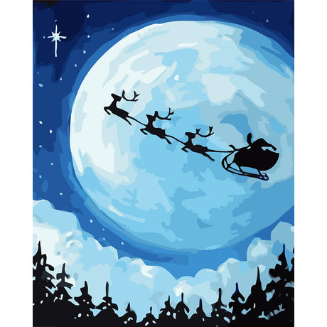CAYUDEN Paint by Numbers for Adults, 20' L x 16' W Acrylic Paints by Numbers for Adults Beginner Kids Moon Number Painting Kit with 3 Brushes Watercolor Paints by Numbers for Kids Adults Christmas CAYUDEN