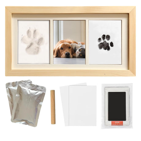 ZAPVLVT Paw Print Impression Kit for Dogs and Cats, 2 Clay, Large Ink Pad, Wooden Picture Frame, Pet Memorial Keepsake, Gift for Pet Owners & Lovers ZAPVLVT