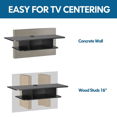FITUEYES Floating Entertainment Center Wall Mounted Media Console TV Stand Component Shelf TV Wall Cabinet, Black FITUEYES
