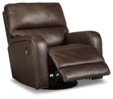 Signature Design by Ashley Emberla Contemporary Leather Match Manual Swivel Glider Rocker Recliner, Dark Brown Signature Design by Ashley