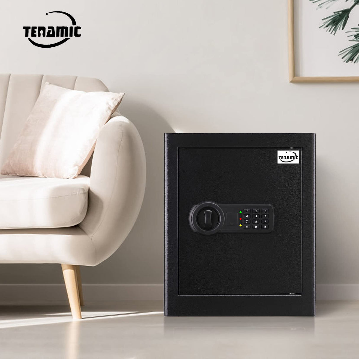 Tenamic Fireproof Waterproof Home Safe 2.0 Cuft - Keypad Large Lock Box Cabinet, Solid Alloy Steel for Office, Hotel - Black Tenamic