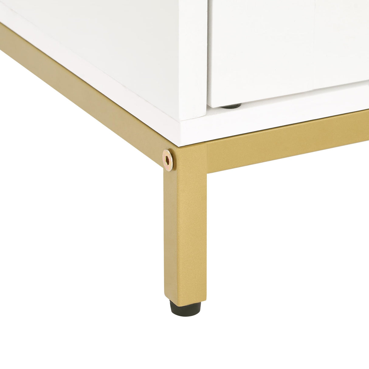 Homhedy Cat Litter Box Enclosure, Litter Box Furniture Hidden with Metal Frame, Cat Washroom Furniture, Cat House, Fit Most of Litter Box, Modern Style, White and Gold Homhedy