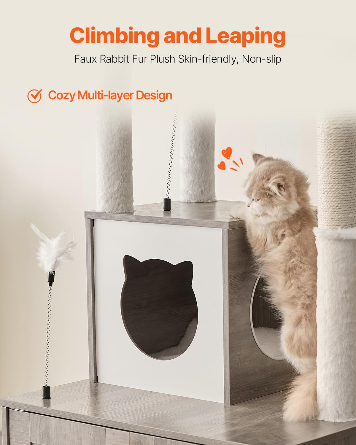 VEVOR Large Cat Tree with Litter Box Enclosure, 72.83 inches Tall, 2-in-1 Cat Tower, Multi-Level Cat Condo Furniture with Sisal Scratching Posts, Perches, Hammock, Big Kittens House for Indoor Cats VEVOR