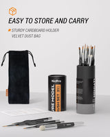 Nicpro Miniature Paint Brushes Drybrush - 21PCS Model Paint Brush Set for Acrylic, Watercolor Detail Paint Brush Dry Brush for Warhammer 40k, Miniature Model, Citadel, Paint by Number- with Container Nicpro