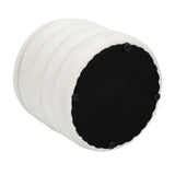 Dolift Modern Teddy Sherpa Foot Rest for Couch, Round Ottoman with Storage, Upholstered Foot Stools Ottoman, Vanity Chair for Makeup Room Bedroom Living Room (White) Dolift