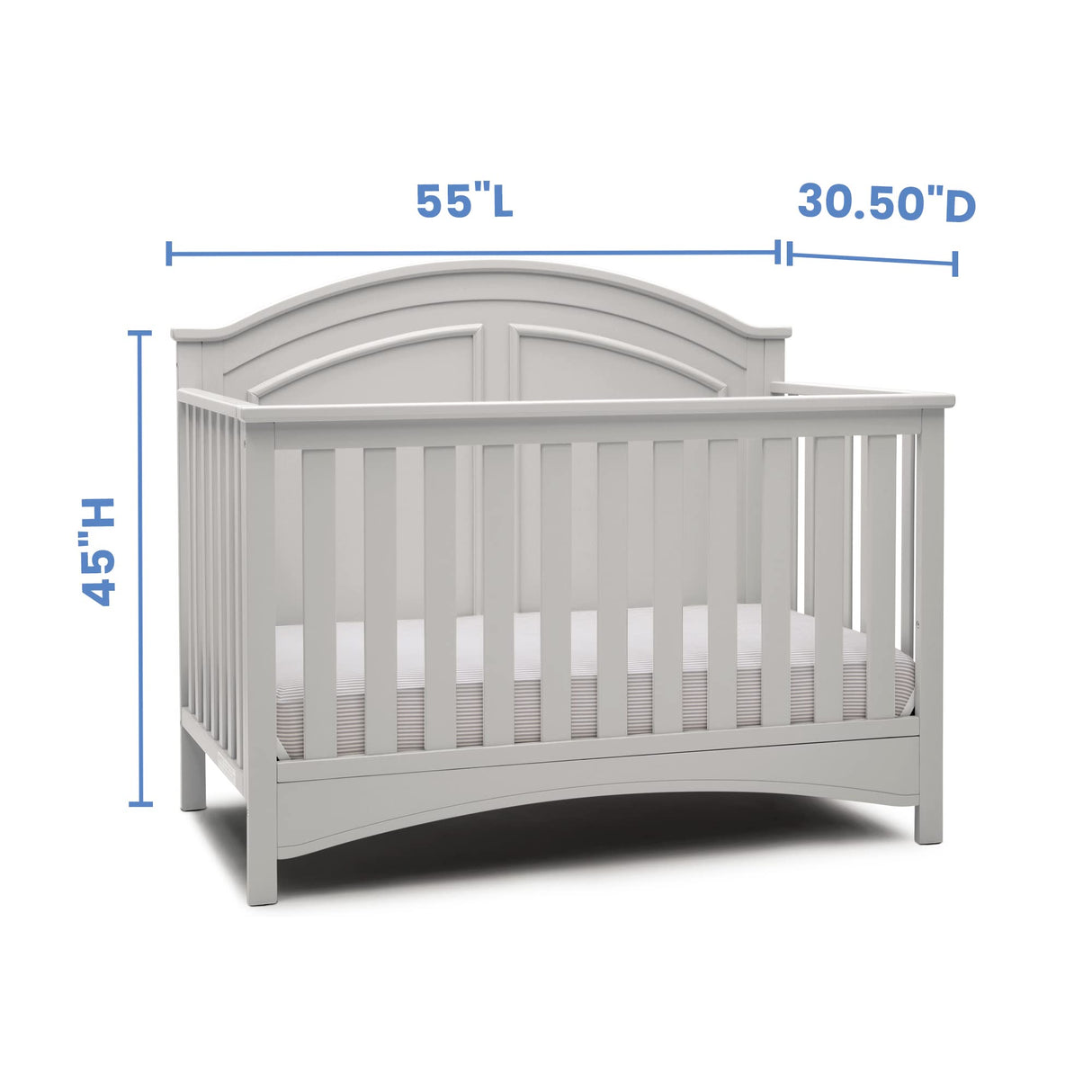 Delta Children Perry 6-in-1 Convertible Crib - Greenguard Gold Certified, Moonstruck Grey Delta Children