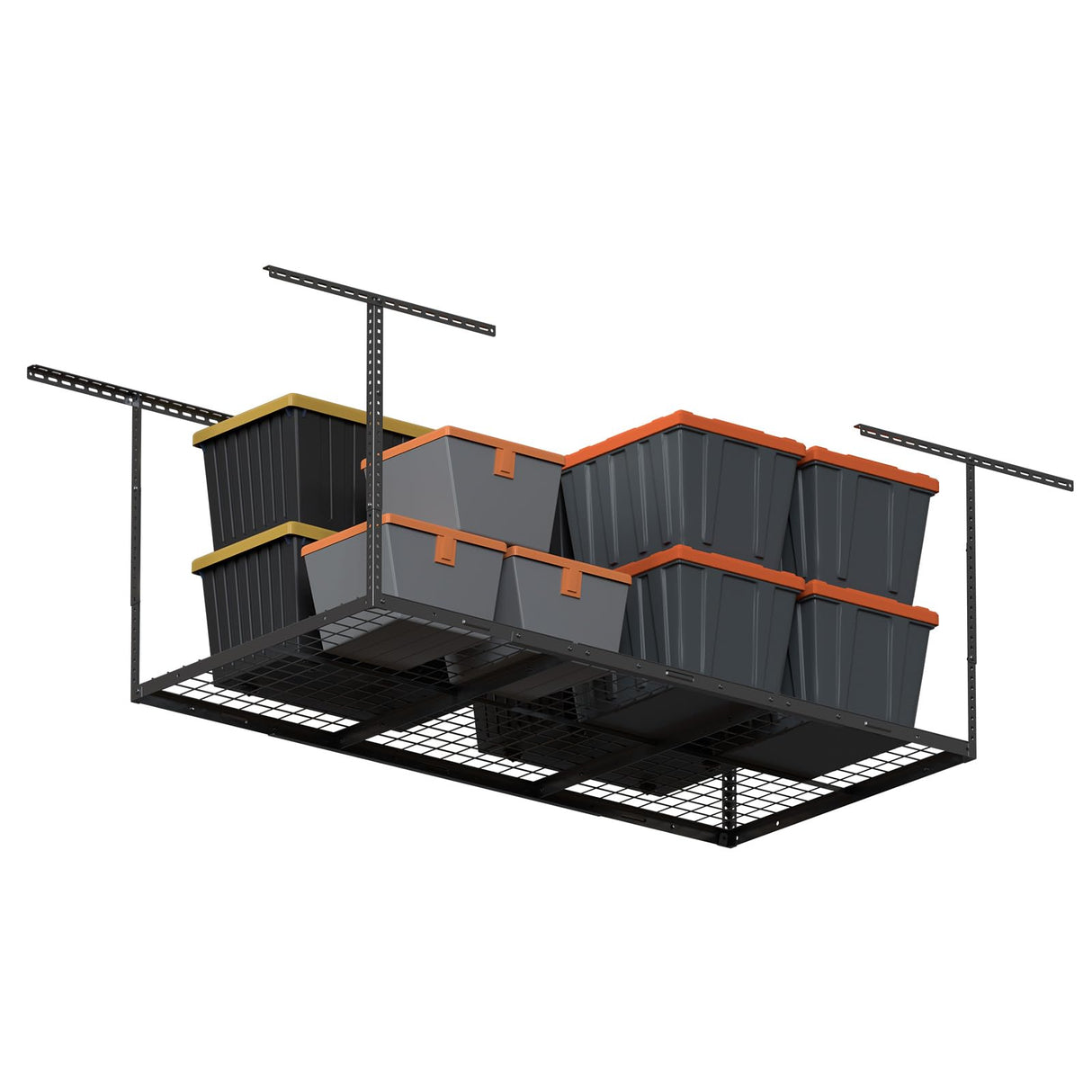 eShelf 3x6ft Overhead Garage Storage Rack, Heavy duty metal garage ceiling storage rack, 22''-40" Adjustable Ceiling Dropdown, 450lbs Loading Weight Capacity, Black eShelf